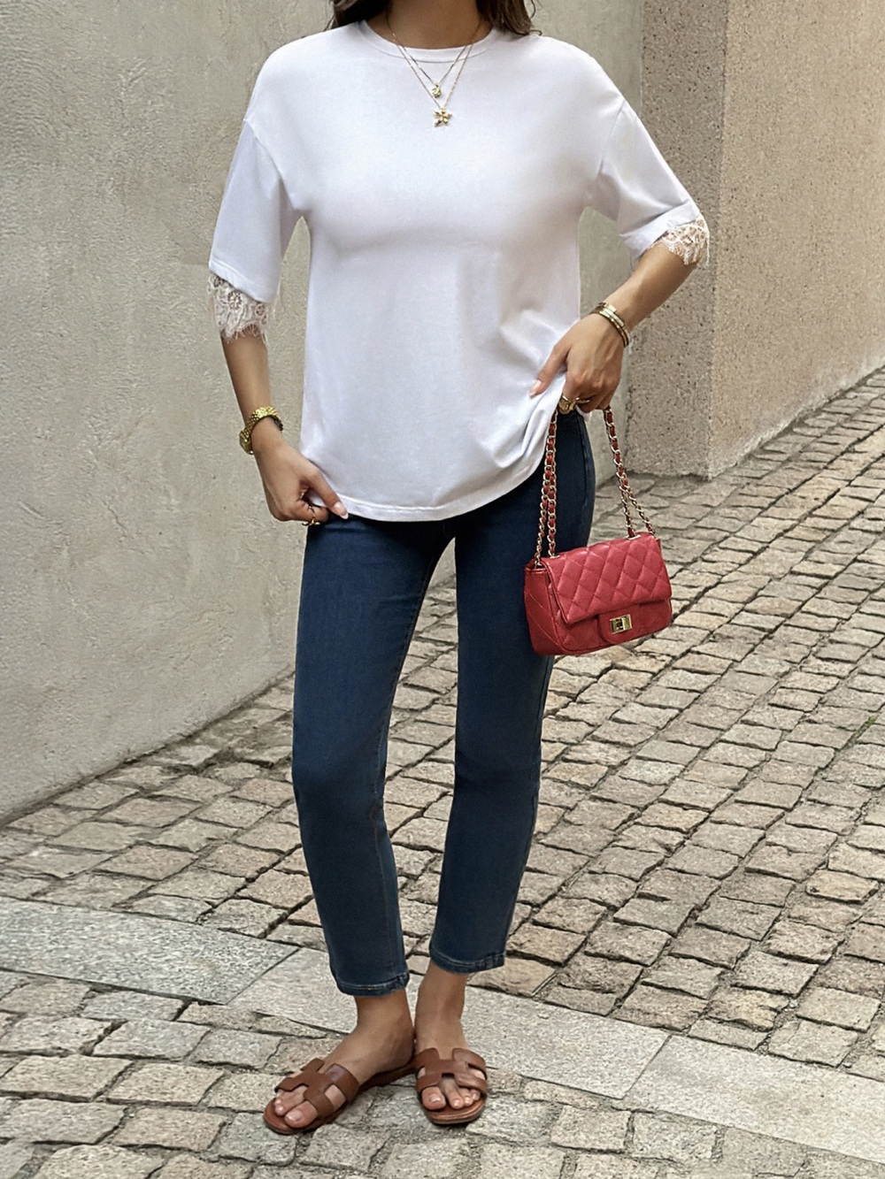 Lace Trimmed Casual T-Shirt - Picture 4 of 6